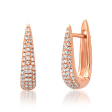 Elongated Diamond Pave Huggie Hoop Earrings