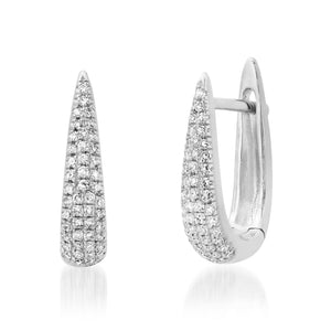 Elongated Diamond Pave Huggie Hoop Earrings