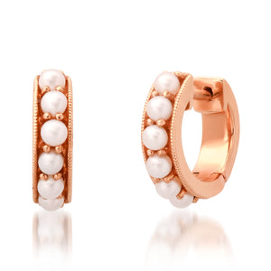 Darling Pearl Huggie Hoops Earrings