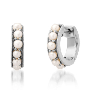 Darling Pearl Huggie Hoops Earrings