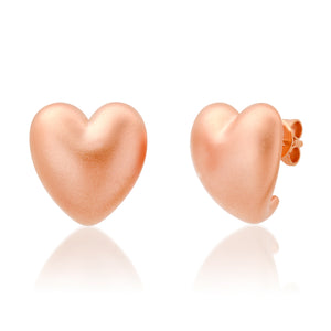 Curved High Polish Heart Stud Earrings