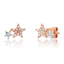 Two-Tone Diamond Star Stud Earrings