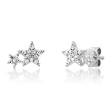 Two-Tone Diamond Star Stud Earrings