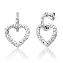 You're Twisting My Heart Diamond & Gold Heart Drop Earrings