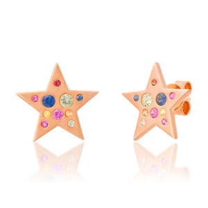 Gemstone Statement Star Stud Earrings