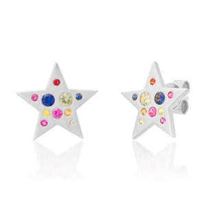 Gemstone Statement Star Stud Earrings