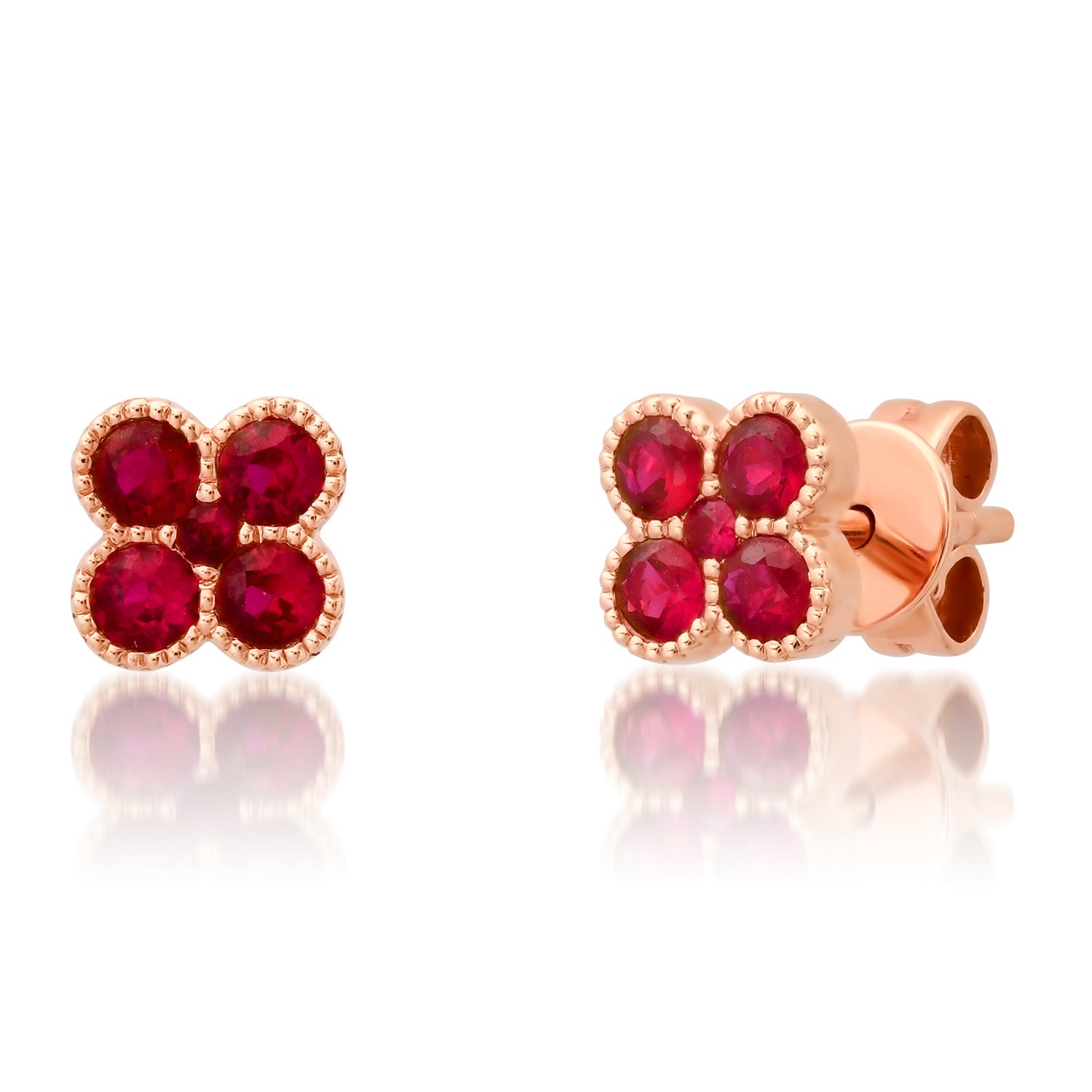 Fresh Ruby Bezel Set Stud Earrings