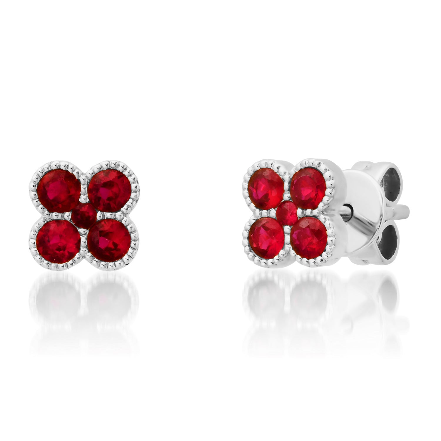Fresh Ruby Bezel Set Stud Earrings