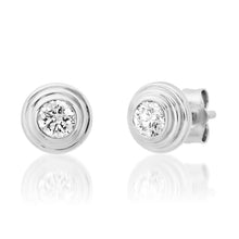 Fluted Bezel Set Diamond Stud Earrings