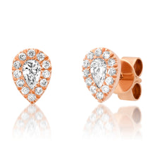 Pave Pear Shaped Diamond Stud Earrings