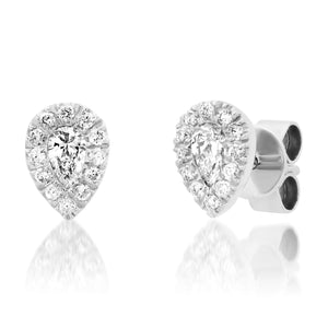 Pave Pear Shaped Diamond Stud Earrings