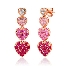 Sapphire & Ruby Graduated Heart Drop Earrings