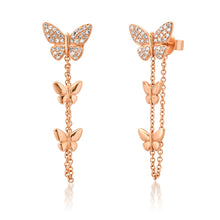 Glam Diamond & Gold Butterfly Chain Drop Earrings