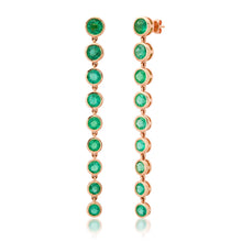 Bezel Set Emerald Rounds Statement Drop Earrings