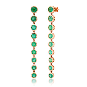 Bezel Set Emerald Rounds Statement Drop Earrings