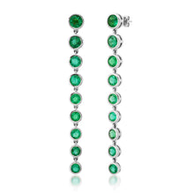 Bezel Set Emerald Rounds Statement Drop Earrings