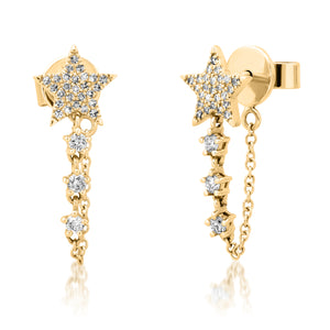 Starry Diamond Chain Drop Earrings