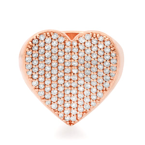 Inverted In Love Pave Diamond Heart Signet Ring