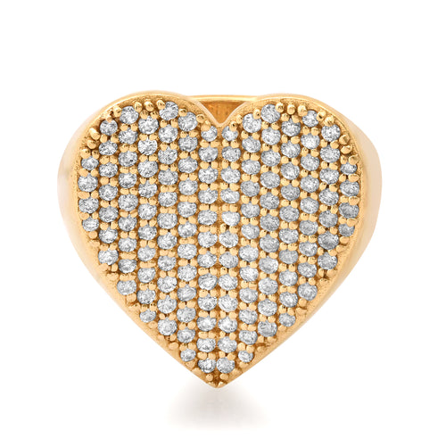 Inverted In Love Pave Diamond Heart Signet Ring