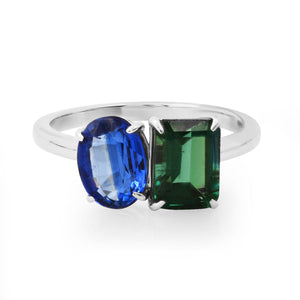 Toi & Moi Tsavorite & Apatite Two Stone Ring