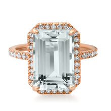 Crisp Emerald Cut Aquamarine & Diamond Statement Ring