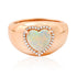 Domed Diamond & Opal Heart Ring