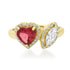 Ruby Heart & Diamond Marquise Toi et Moi Ring