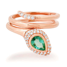 Sweet Emerald & Diamond Snake Wrap Ring