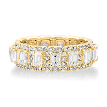 Emerald Cut Diamond Eternity Band with Pave Frame