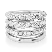 Piece of Everything Twisted Diamond Pave Stacking Statement Ring