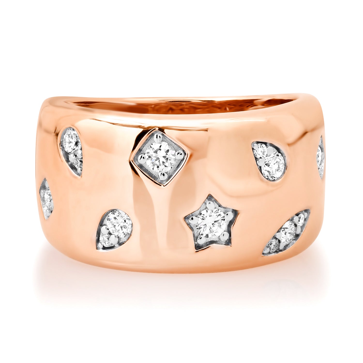 Chubby Multi Shape Diamond Barrel Ring