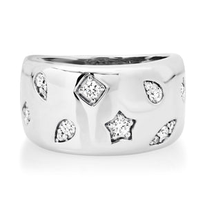 Chubby Multi Shape Diamond Barrel Ring