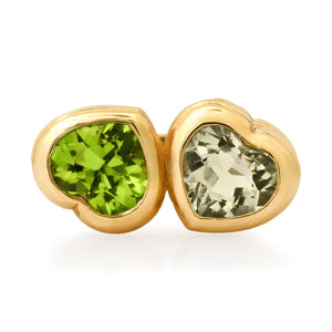 Toi & Moi Stacey Peridot & Green Amethyst Ring