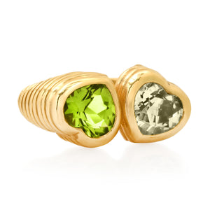 Toi & Moi Stacey Peridot & Green Amethyst Ring