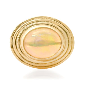 Opal or Fire Opal Cabochon Orbit Ring