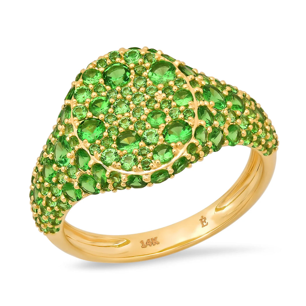Tsavorite Encrusted Signet Ring