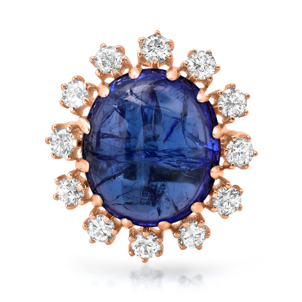 Tanzanite & Diamond Cabochon Cocktail Statement Ring