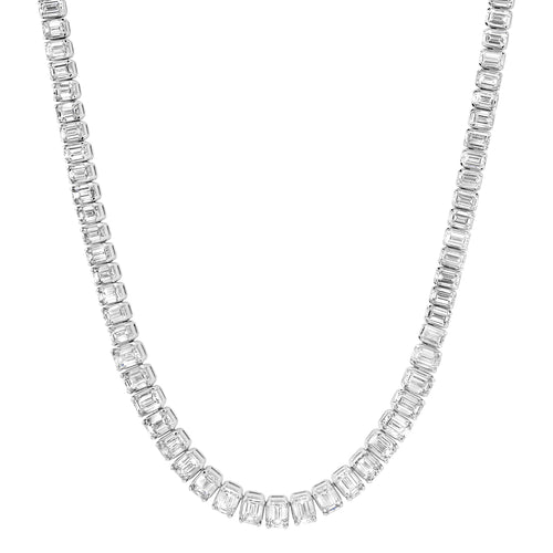 Graduated Lab Grown Emerald Cut Diamond Tennis Necklace