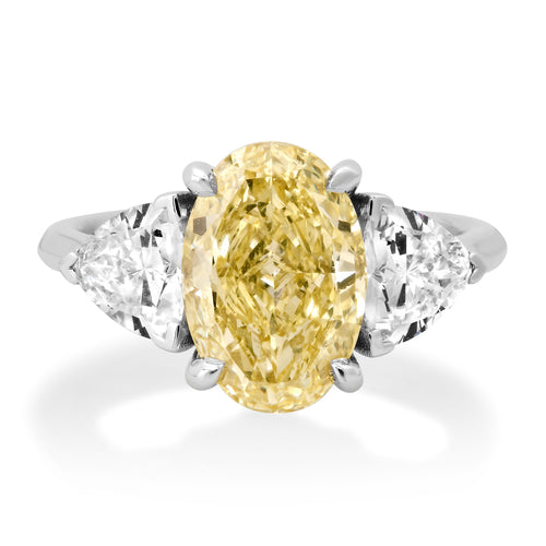 Lab Grown Yellow Diamond Three Stone Ring