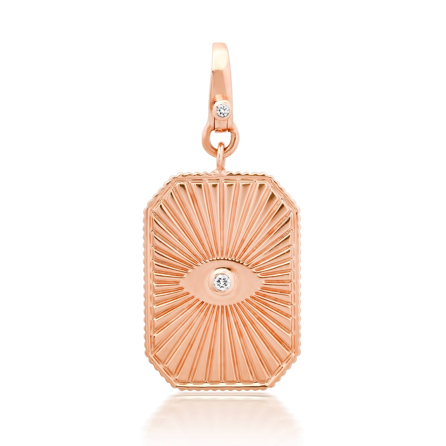 Diamond Fluted Evil Eye Plaque Charm Pendant