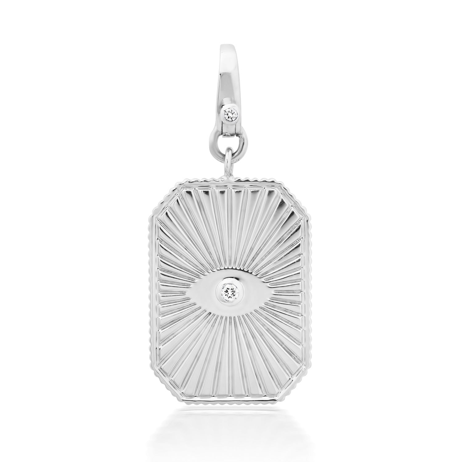Diamond Fluted Evil Eye Plaque Charm Pendant