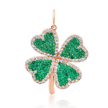 Luck Loves Me Emerald & Diamond Clover Heart Charm Pendant