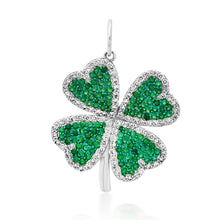 Luck Loves Me Emerald & Diamond Clover Heart Charm Pendant