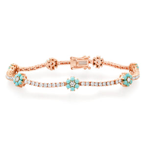 Miss Daisy Turquoise & Diamond Flower Bracelet