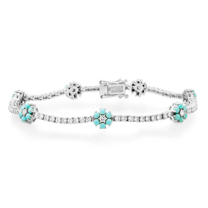 Miss Daisy Turquoise & Diamond Flower Bracelet