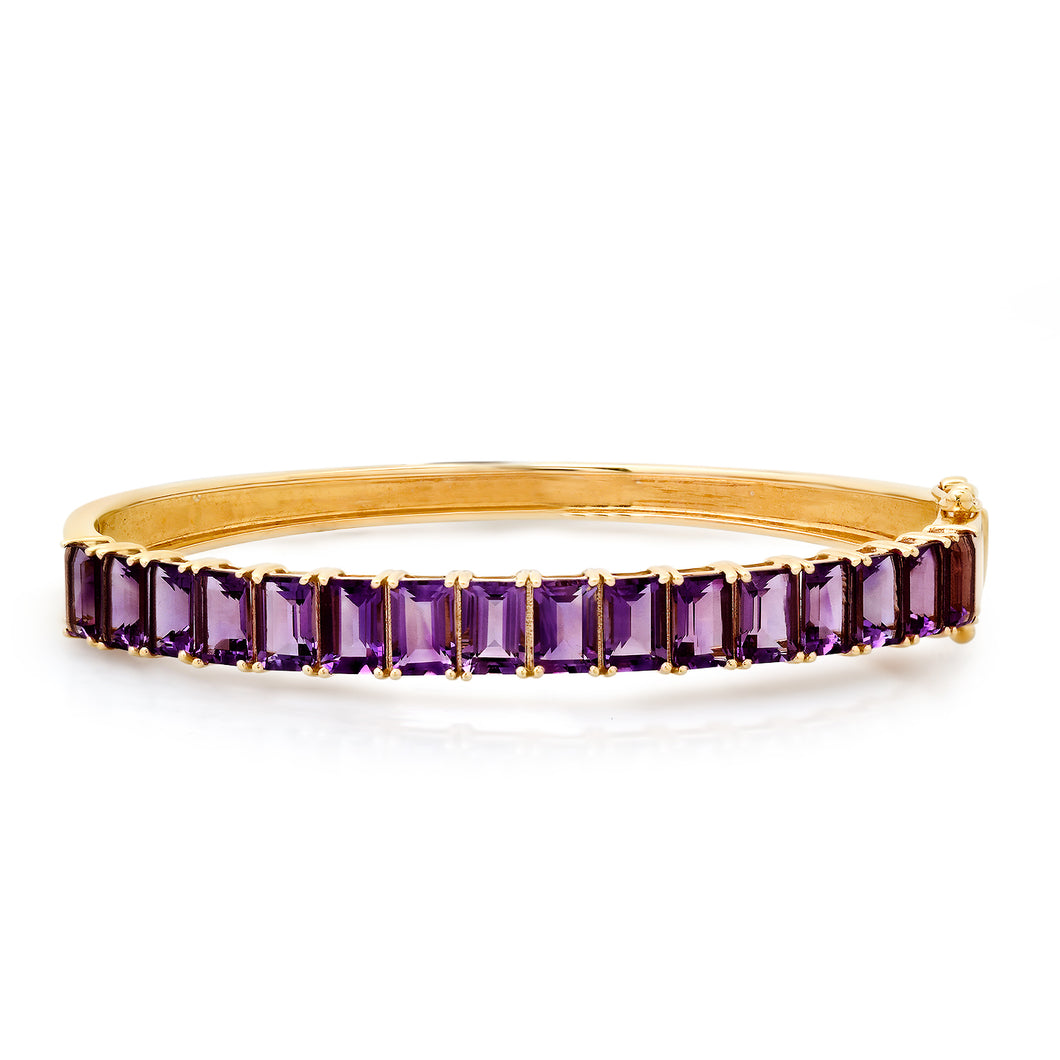 Emerald Cut Amethyst 1/2 Eternity Bangle Bracelet