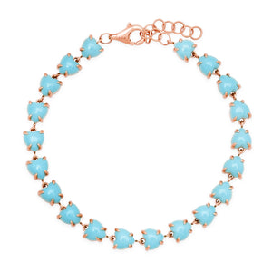 I Heart Turquoise Four Prong Eternity Bracelet