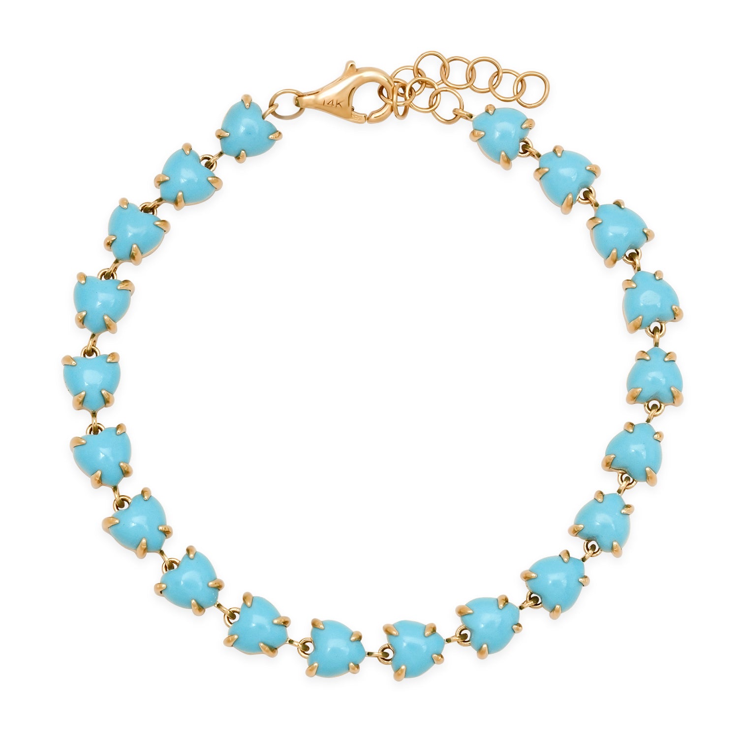 I Heart Turquoise Four Prong Eternity Bracelet