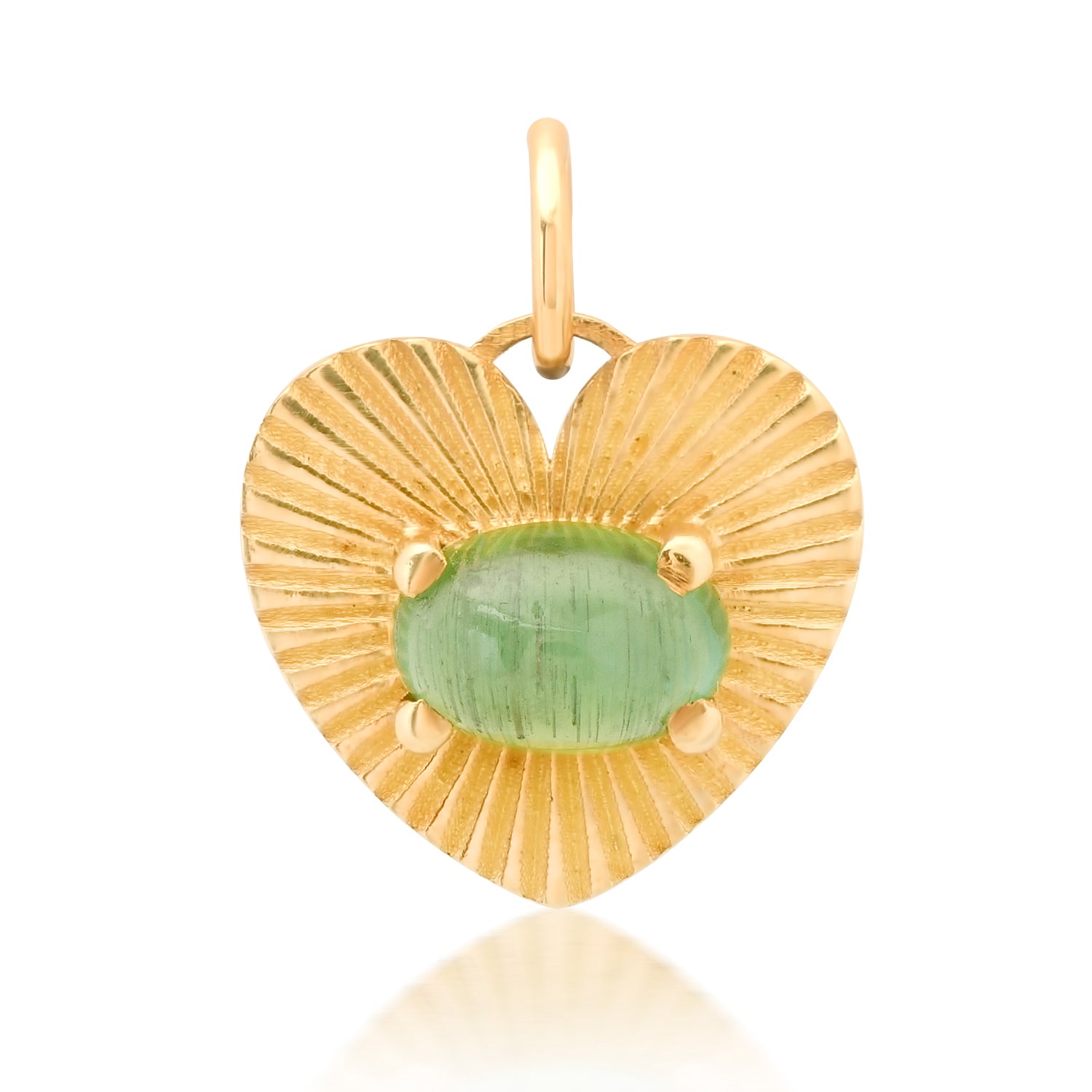 Love Light Fluted Green Tourmaline Heart Charm