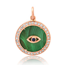 Mighty Malachite & Diamond Evil Eye Charm Pendant